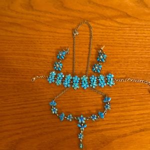 3piece set earrings necklace and bracelet turquoise stone